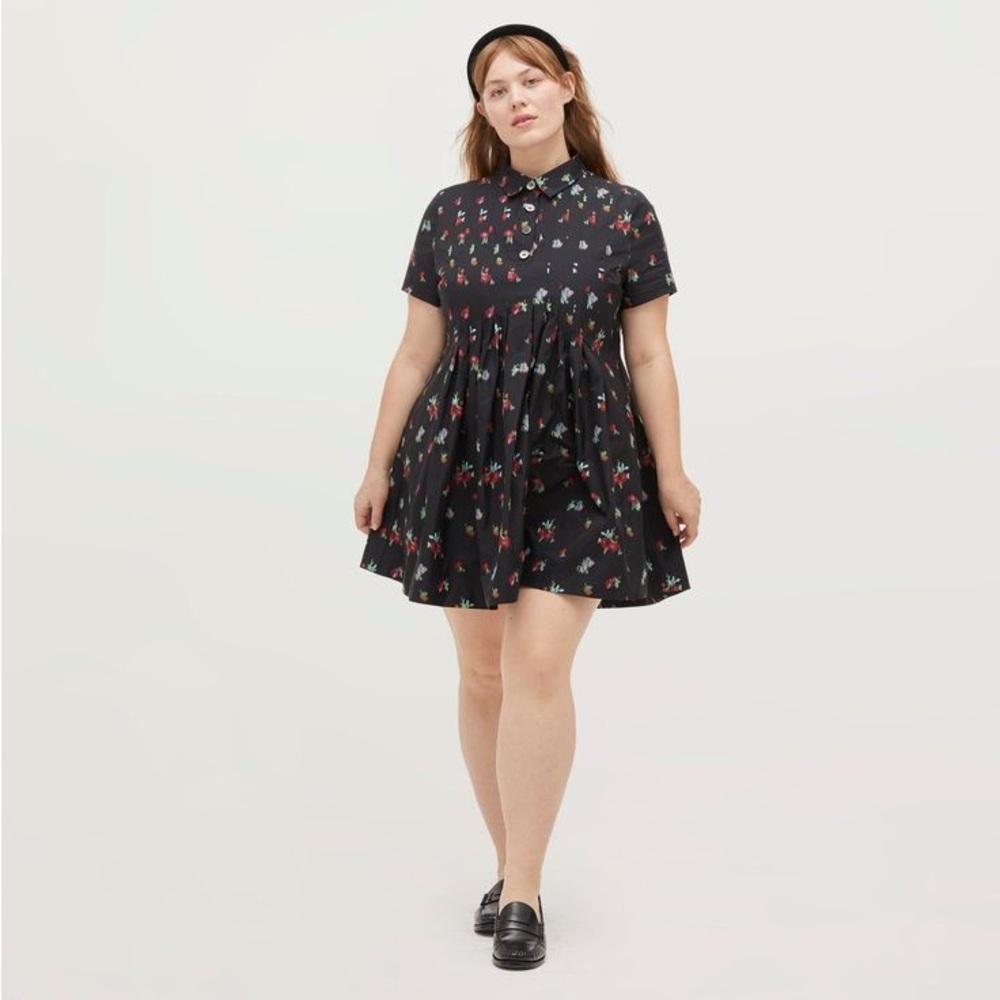 Hill House The Rosalind Dress - Black Ikat Floral Taffeta
